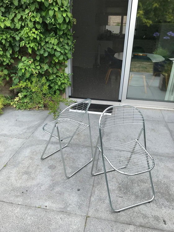 Image 1 of Silla plegable IKEA - silla de alambre - acero inoxidable - Niels Gammelgaard - años 80
