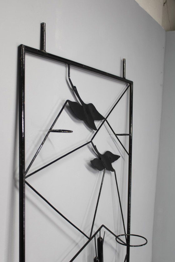 Image 1 of Jardinera divisoria de ambientes de metal negro de mediados de siglo, década de 1970