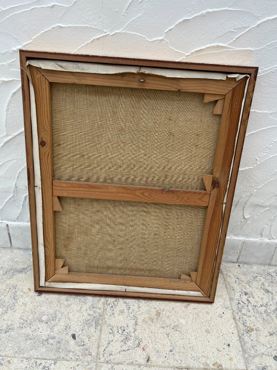 Image 1 of Vintage painting by S. Dewael, 1974, floral composition on a black background