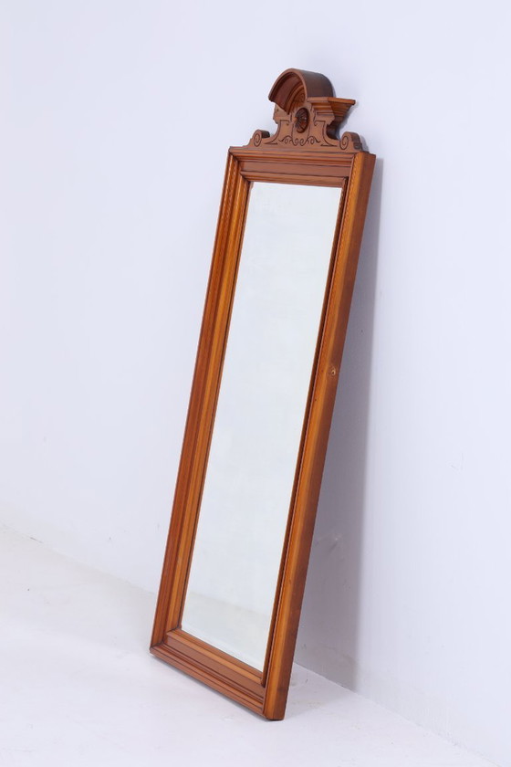 Image 1 of miroir vintage art nouveau | Mid Century miroir suspendu bois rétro #06-46