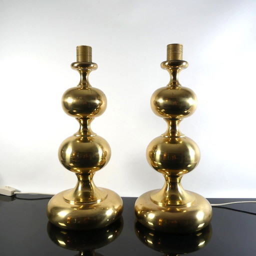 Vintage Bubble Lamps Tischlampen Messing Bankamp, 70er Jahre, Space Ag