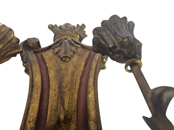 Image 1 of Palladio - Wall sconces (2) - Wood - Gilded - Italy - 3rd Quarter 20th Century