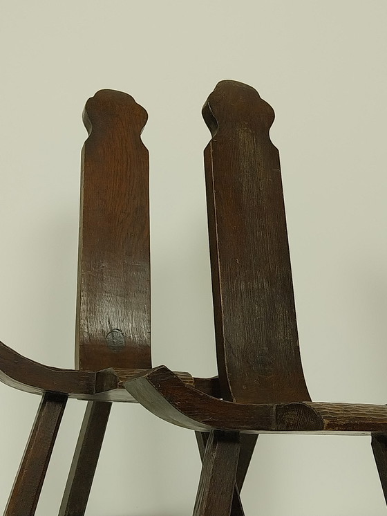 Image 1 of Set van 2 Vintage Houten Krukjes