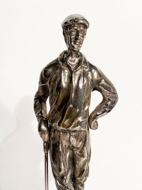 1970s Silver-plated Metal Golfer Sculpture (photo 2 of 8)