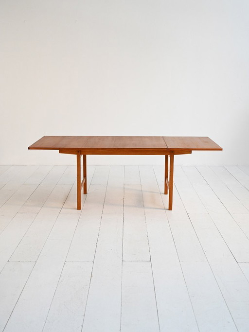 Table de salle à manger extensible scandinave en teck et chêne, années 1960