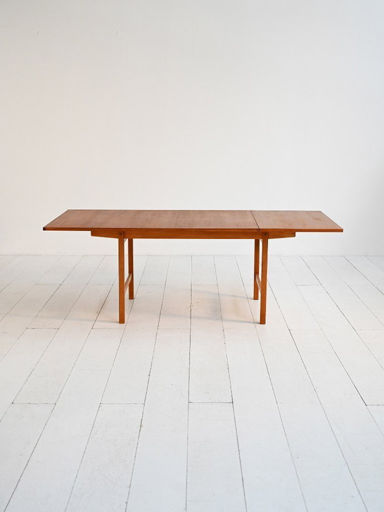 Image 1 of Table de salle à manger extensible scandinave en teck et chêne, années 1960