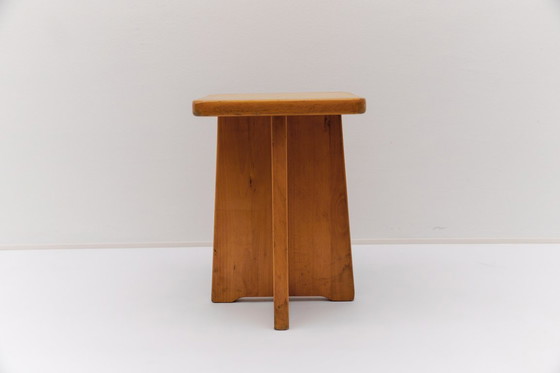 Image 1 of Conjunto de 6 taburetes de roble al estilo de Pierre Chapo, Francia, años 60