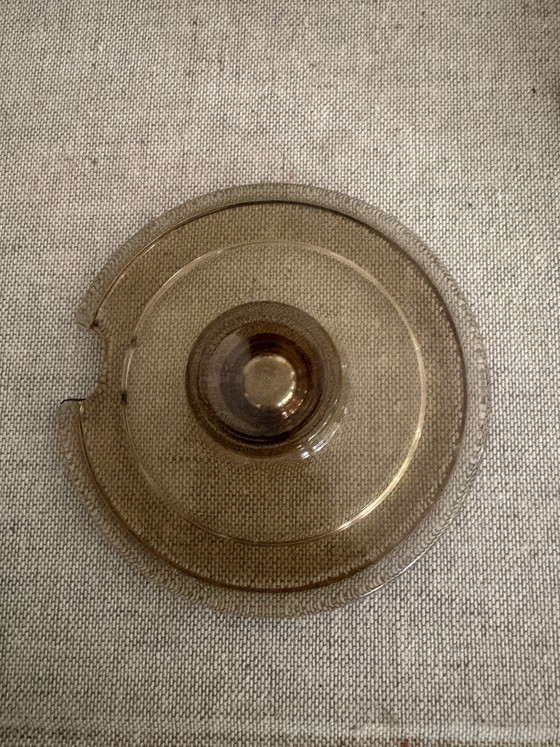 Image 1 of Jarra de leche y azucarero antiguos de Joe Colombo “Arno Italora”, de cristal ahumado.