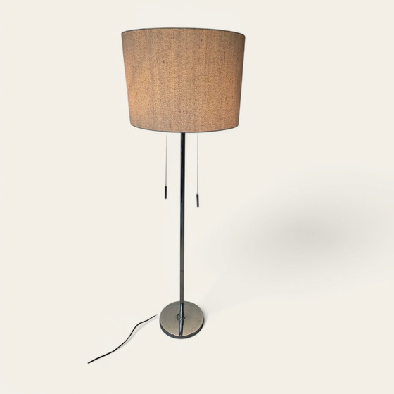 Image 1 of Vintage Erco chrome floor lamp Floor lamp Fabric shade Beige 1970s