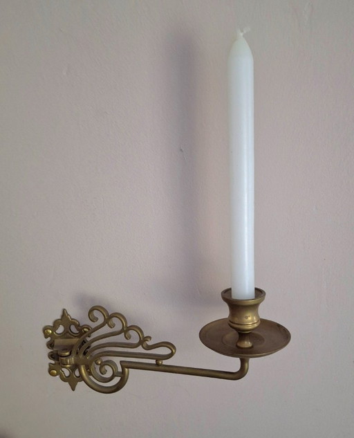 Juego de candelabros de pared antiguos estilo Art Nouveau para piano (latón) – kandelaars en kaarsen, Brass