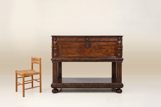 Image 1 of 16th Century Italian Renaissance Cabinet in Walnut with Rich Carvings