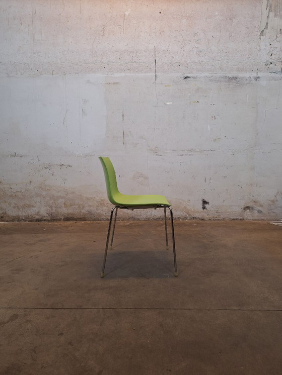 Image 1 of Arper Catifa 46 – Green stacking chair with chrome legs