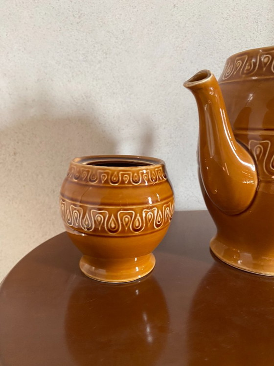 Vintage Pagnossin Treviso Tea & Coffee Service 21 Pieces, 1970s – Caramel Brown Earthenware – Crockery (photo 11 of 11)