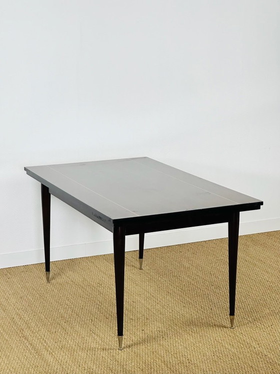 Image 1 of Uitschuifbare modernistische eettafel van Macassar ebbenhout, 1950