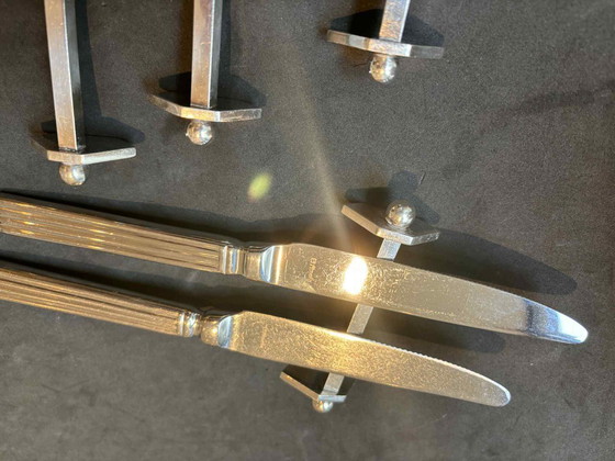 Image 1 of Poggiacoltelli Art Déco in argento placcato - Set da 12 - Francia anni '30