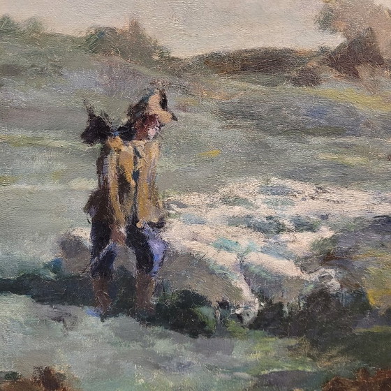 Image 1 of “Paesaggio con pastore” Ricard Arenys Galdón, XX secolo – Catalogna, Spagna