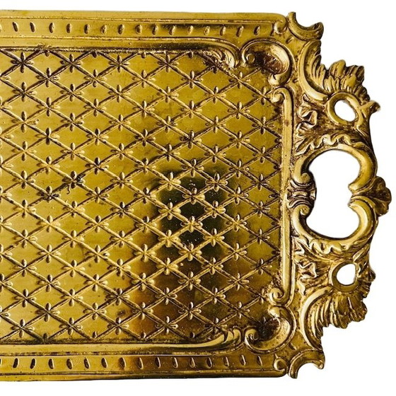 Image 1 of Vassoio francese d'epoca in ottone barocco 1930