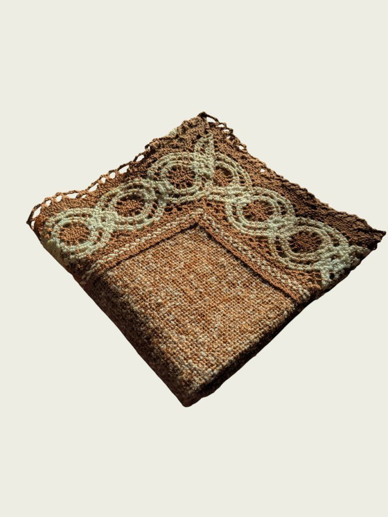 Image 1 of Vintage placemat with brown and white pattern – 1960s/70s, 30x30 cm