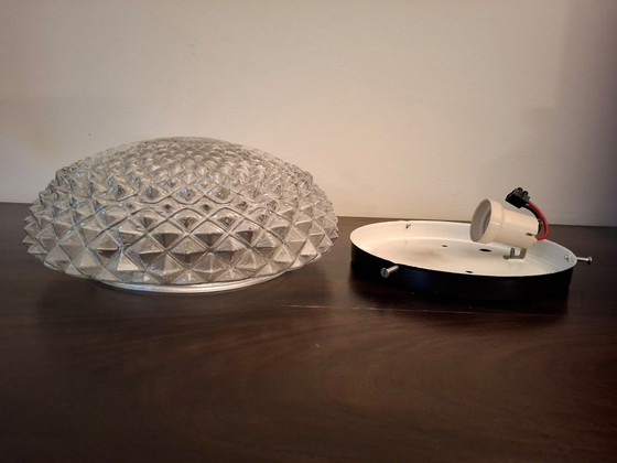 Image 1 of Vintage plafondlampen ananasreliëf jaren 60