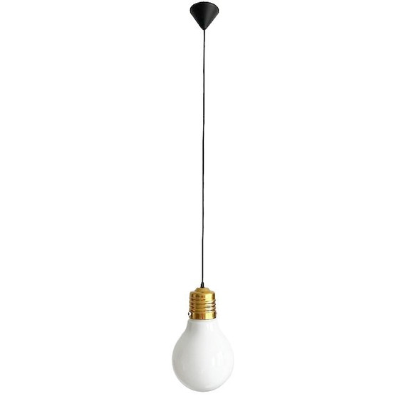 Image 1 of Vintage mid-century Ikea Kolv hanging lamp light bulb brass 1970's