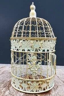 Piccola gabbia per uccelli rotonda classica in ferro battuto, Oggetti decorativi, Metallo, Verde, Rustic (foto 2 di 8)