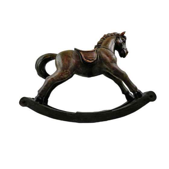 Image 1 of Stoer Houten Schommelpaard – Retro / Vintage Decoratie