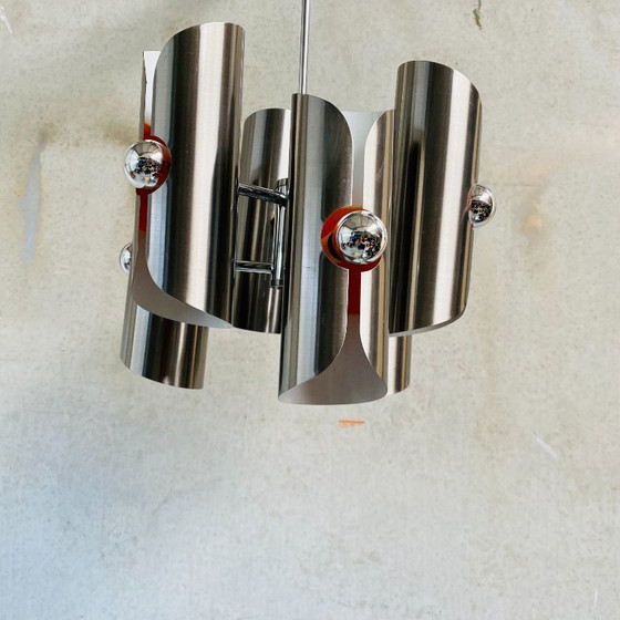 Image 1 of Space Age Aluminum Pendant Lamp By Polam Bielsko-Białae 1970