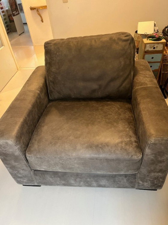 Image 1 of Sillón Loveseat Sillón Sofá Cuero Gris Materias Primas