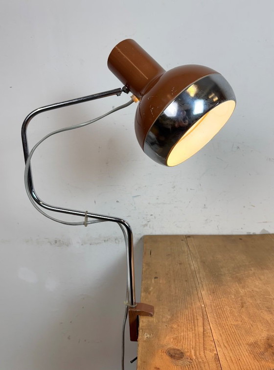 Image 1 of Bruine industriële bureaulamp, jaren 70