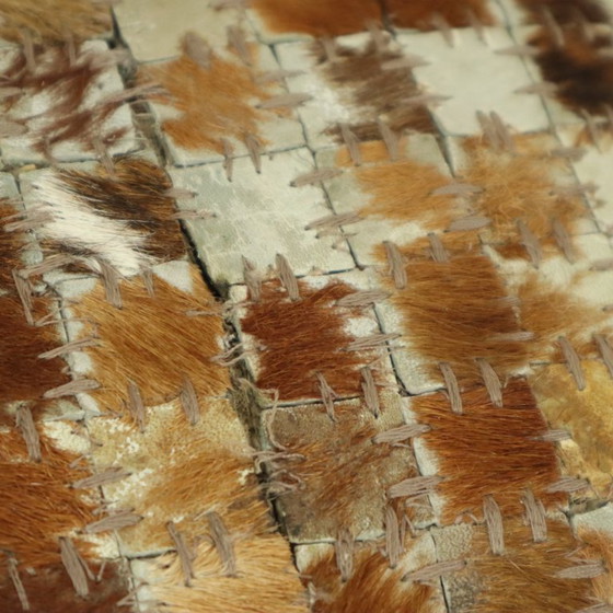 Image 1 of Vintage Square Footstool Goatskin