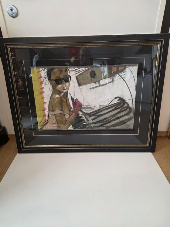 Nico Vrielink (1958) – Original Work / Mixed Media (1987) – With Muse – Paintings & Drawings, Paper, Wood (photo 2 of 11)