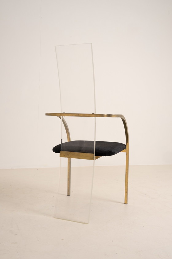 Image 1 of Chaises vintage en acrylique et laiton de Belgo Chrome