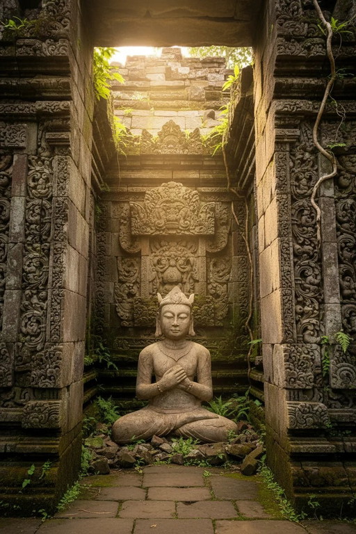 Monumental Stone Devi Temple Figure, Indonesia (Java or Bali), 19th Century