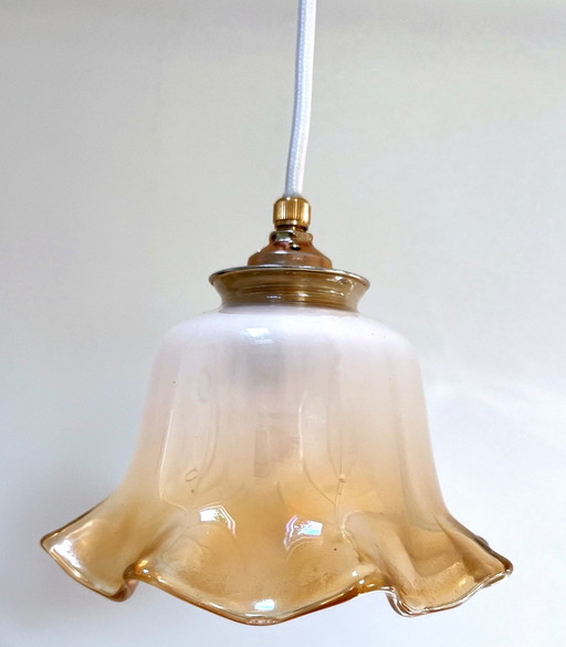 Vintage Glazen Gegolfde Klok Hanglamp – hanglampen, Glass