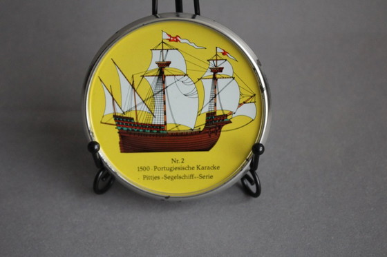 Image 1 of Maritime metal coasters for glasses No. 1 to 8 Pittjes sailing ship series