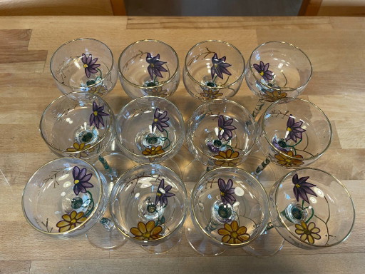 Set di 12 bicchieri da liquore Paul Nagel serie Tiffany dipinti a mano vintage – glazen karaffen, Glass (photo 2 of 16)