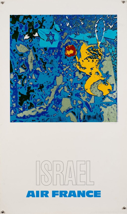 Air France Israel – 1971 Original Vintage Travel Poster by Raymond Pagès – Mid-Century Modern – 100x60 cm – Paper