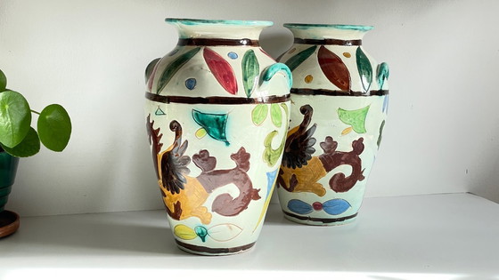 Image 1 of Vintage Italy VASES DRAGON Pattern