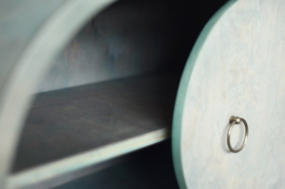 Image 1 of Vintage Mid Century Italiaans Modern Turquoise Streamline Dressoir in Berk, 1960