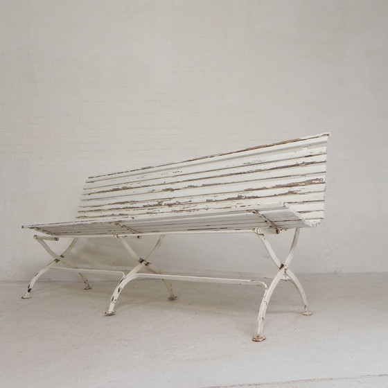 Tuinbank, Lattenbank, Inklapbaar 2 Meter Lang, Jaren 30 – 3-5 zitsbanken, Wood, Iron (photo 3 of 30)