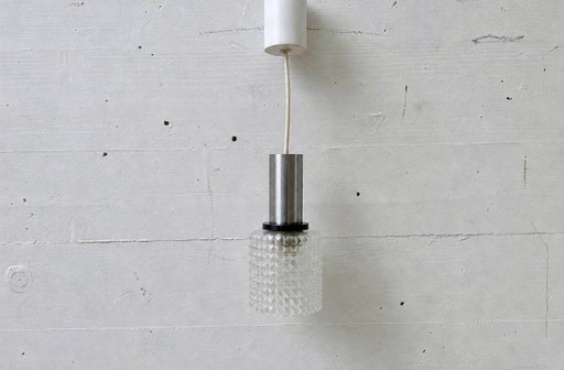 Lampada a sospensione di metà secolo con paralume in vetro testurizzato, anni '60/'70 – plafondlampen, Glass, Vintage