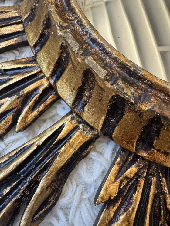Image 1 of Antique Gold Sunburst Convex Mirror