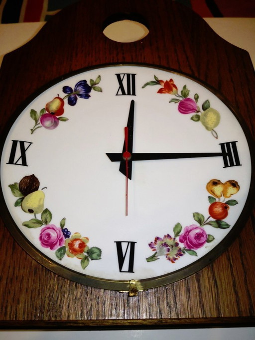 Seltene antike Vintage-Retro-Uhr aus Holz und Porzellan aus Paris / 1970er Jahre – klokken, Wood (photo 2 of 17)
