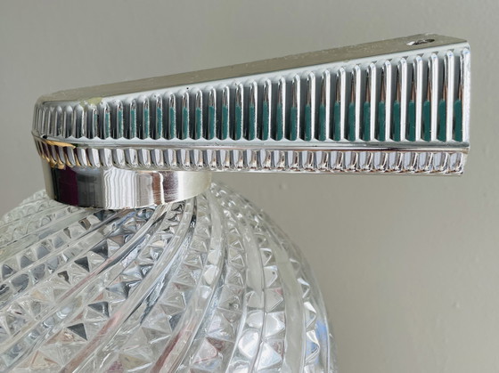 Image 1 of Lampada da parete in vetro trasparente color argento di metà secolo per camera da letto, anni '70