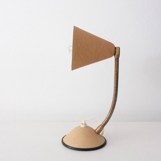 Image 1 of Lampe de table vintage beige à col de cygne, Allemagne années 1950