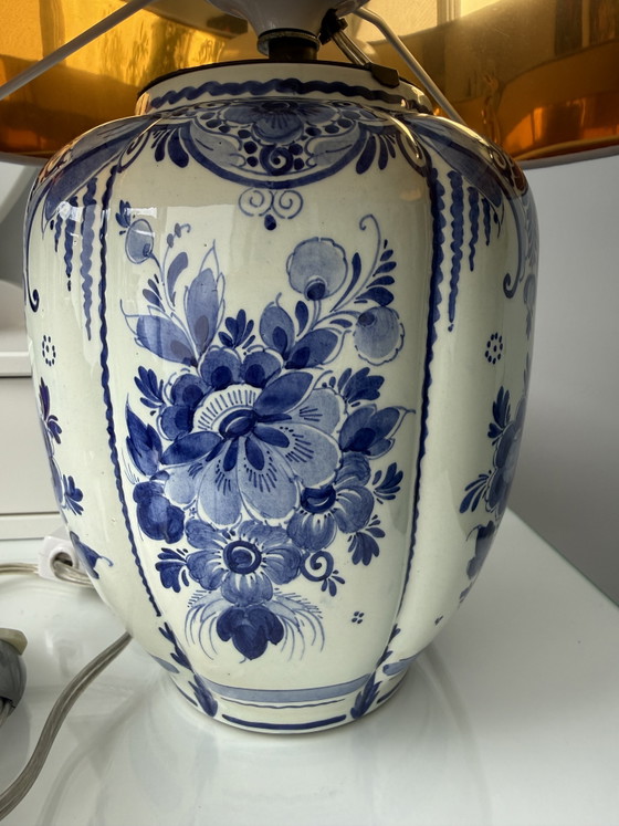 Image 1 of Vintage Quo Vadis Delft blue table lamp – hand-painted ceramic