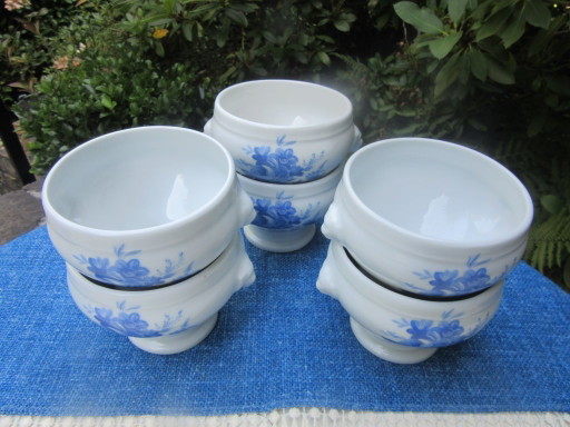 6 Soup Bowls Decors De Paris Manufacture D'Articles Cadeaux Porcelaine, Vintage, ref 010826 – schalen