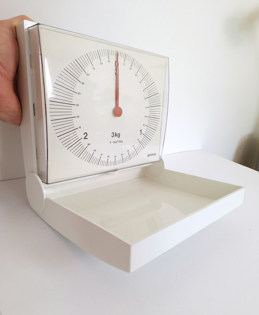 Vintage White Wall Kitchen Scale Gorenje, Yugoslavia 80's, Mid-Century Scale for Kitchen