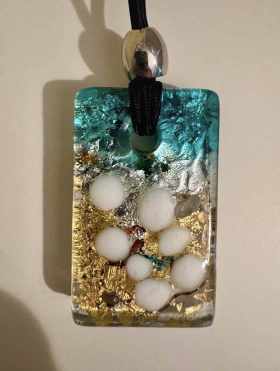 Elisa Vidussi Art Glass Pendant – Art In Glass – Decorative Objects, Metal (photo 4 of 6)