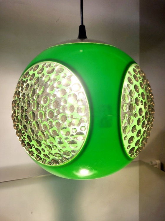 Image 1 of Space age hanglamp, Bug eye, Massive, groen, België, jaren 1970